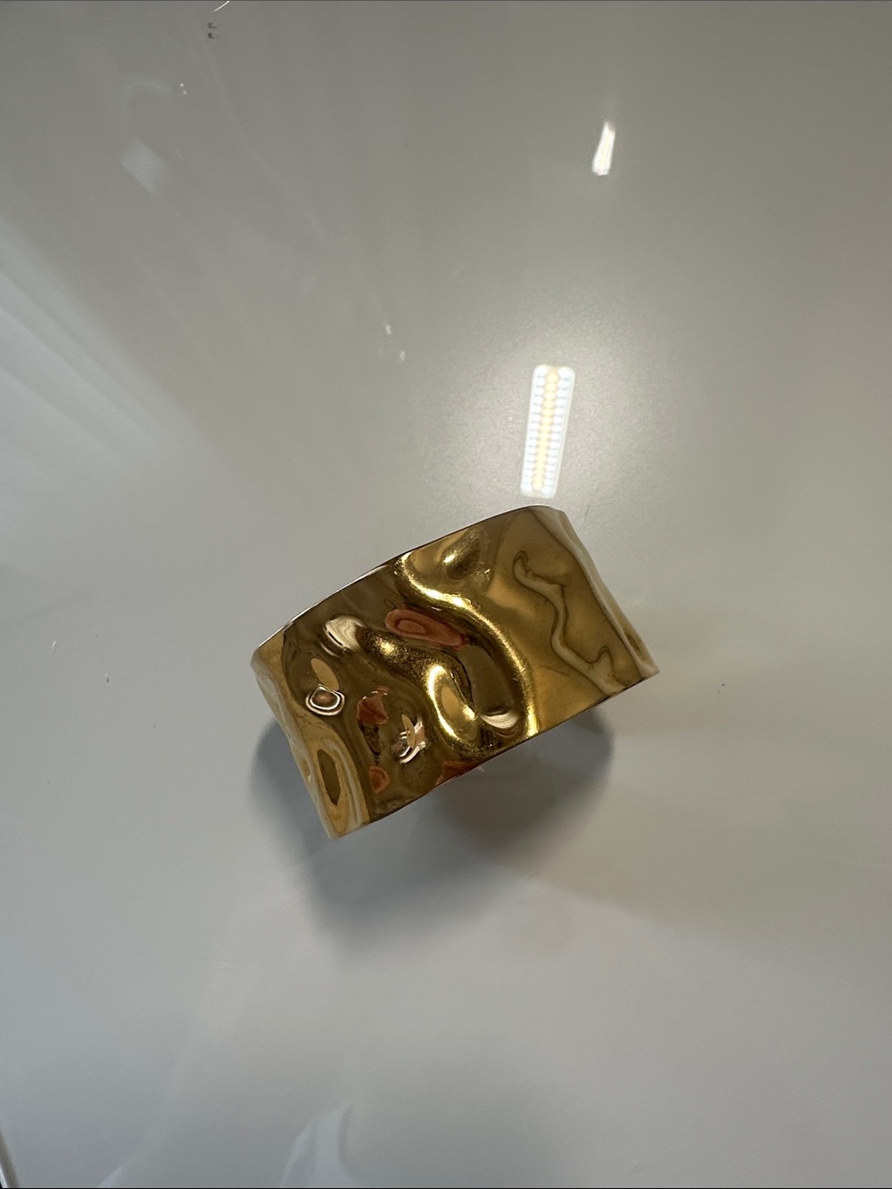 Gold Textured Wide Cuff Bracelet - Classic Womens Accessory